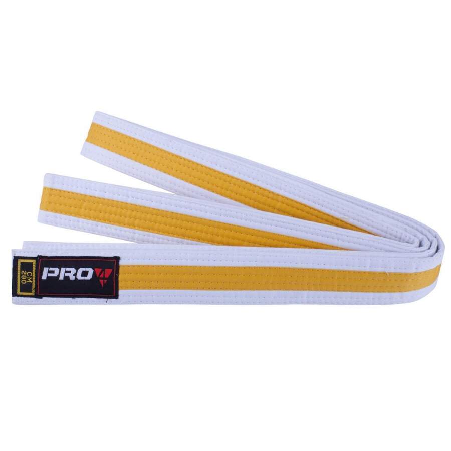 Pro4 Budo Gürtel Zweifarbig weiß/gelb 220cm